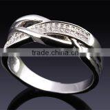 New Product 2017 Cubic Zirconia Hong Kong Factory 2-Tone Plated Wedding Band Ring thumbnail-5
