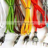 Colourful Braided Cover Cord Textile Power Cord Plug