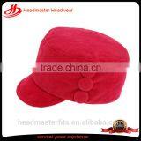 Custom lining 100% cotton red beret with decorative buttons on the side