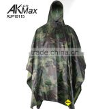 Camouflage military rain coat poncho PVC coating,army rain coat poncho