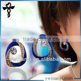 2014 new fashion ladies stud designs k gold rhinestones color enamel channel earrings in zinc alloy jewelry E00119
