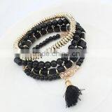 >>2016 New Design Handmade Multi Layered Clear Tassal Bead Bracelet Set/ thumbnail-3
