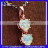 Custom Lab Created Double Heart 925 Sterling Silver Red Fire Opal Pendant Wholesale thumbnail-4
