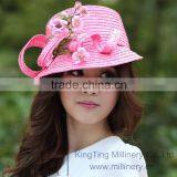 Summer / Spring Beautiful Pink Straw Hats For Young Lady thumbnail-2