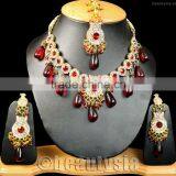 Fashionable Indian Bollywood Kundan Jewelry Little Charm Necklace Maroon F20 thumbnail-1
