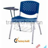 platic school chair with writing board and schoolbag rack AH-009