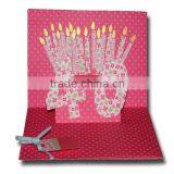 Custom 3d Card,3d Card With Cartoon Candle,3d Birthday Card