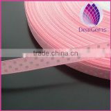 Grosgrain Ribbons ,pink, 2/5inch wide with single-side printed dots