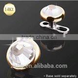 14k Gold Plated Dermal Anchor With Brilliant CZ Body Piercing Jewelry thumbnail-1