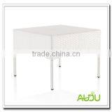 Square Outdoor Rattan White Dining Table thumbnail-1