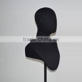 Black Color Man Woman Mannequin Head Shoulder Two Functions Fabric Mannequin Head thumbnail-6