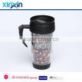 Promotional Paper Insert Plastic Coffe Travel Mug Double Wall Coffee Cup Car Mug With Handle thumbnail-1