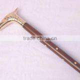 Brass & Wood Carved Walking Stick, Indian Carved Walking Stick, Hand Carved Walking Stick, Decorative Wood Walking Stick thumbnail-1