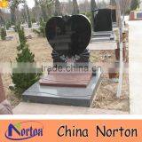 Cemetery used cheap upright granite double heart headstone NTGT-438A