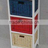 Wooden Craft Cabinet With Wicker Basket thumbnail-1