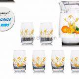 Classic Glass Water Jug 1400ml Fruit Color Printing Glass Jug Set and Water Glass Jug Set and Glass Carafer and Juice Decanter thumbnail-1
