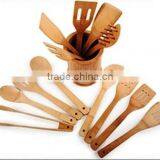 2017 Promotion 12 Inch Bamboo Scoop and Clip With Tube 13pcs for One Set