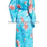 Dropshipping Pajamas Sleepwear Women Fashion Long Stain Silk Robes Floral Print Pajamas Wholesale Custom Made Sleepwear thumbnail-4