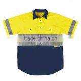 OEM Custom Short Sleeves 100% Cotton Safety Uniform Hi Vis Reflective Work Shirts thumbnail-4