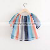 2017 Latest Girls Chiffon Tops With Colored Stripe thumbnail-2