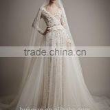 Flowing Tulle Full Lace Long Sleevecolorful Muslim Wedding Dress thumbnail-2