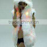 Custom High Quality Faux Fur Blank Sleeveless Led Light up White Hoodies thumbnail-5