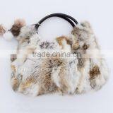 CX-H-36B Real Rabbit Fur & Leather Tote Handbag New Arrival thumbnail-2