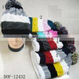 Fashion Most Popular 100%acrylic Crochet Knitted Stripe Hot Cap for Winter in Stock Now! thumbnail-4
