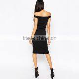Bardot Midi Bodycon Dress One Piece Dress Pattern in Black thumbnail-3