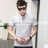 2017 Summer Men's Short Sleeve T-shirt Collar Pure Color Button Half Sleeve Cotton Contracted Cultivate One's Morality Type Mini thumbnail-3