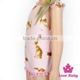 2LLY-097 Lovebaby Wholesale Rabbits Print Girls Easter Day Romper Stylish Pom Pom Jumpsuit Puffy Nice Baby Cheap Jumpsuit thumbnail-6