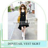 2016 Summer Fashion Round Collar Clothing ,sleeveless Irregular Dresses Skirt, Dovetail Vest Design Dress Skirt thumbnail-5