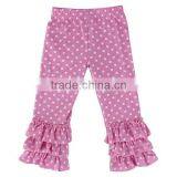 Kids Girls Polka Dot Pants Girls Triple Ruffle Leggings Cotton Full Length Fall Pants thumbnail-2
