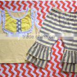 Girls Top & Bell Ruffle Pants Yellow & Black Stripe Sleeveless thumbnail-1