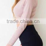 Runwaylover EY2229B Ladies White Long Sleeve Blank Crop Tops Wholesale Cheap thumbnail-3