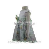 Flower Dream Green Pearl Neckline Gauzy Bubble Kids Dress thumbnail-2