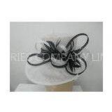 Fashion Beauty White Sinamay Ladies Hats With Combo Feather Flowers For Carnival thumbnail-1