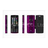 Four Frequency Purple Dual Sim Cards Dual Standby Phone With Leather Case