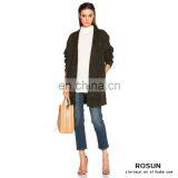 Green Side Slit Pockets Short Rib Knit Mohair Sweater thumbnail-1