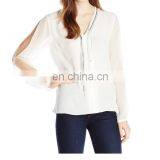 Designer Clothing Manufacturers in China, Long Sleeve Cream Lady Shirt Office Uniform Design thumbnail-1