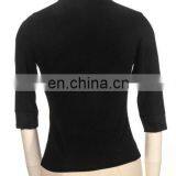 Gothic Natural Cotton Female Top With V-neck Laced Cut thumbnail-2