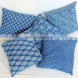 Cotton block print cushion cover indigo print pillow cover manuafacturer from india