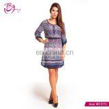 100% Polyester Fashion Round Neck Newest Print Blouse For Lady