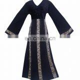 Black Colour Lycra Burkha With Printed Satin & Black Stone Work / Latest Printed Burkha Collection 2016 thumbnail-1