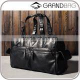 High Quality Sheep Leather Black Rolling Travel Duffel Bag Organizer for Men thumbnail-1