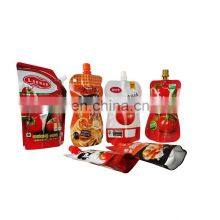 Customized Printed Shaped Ketchup Peanut Butter Aluminum Foil Pouches Stand Up Spout For Sauce Packing