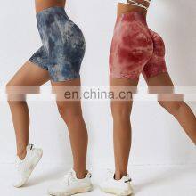 Wholesale Scrunch Butt Yoga Shorts Plus Size Sportswear Women Yoga Shorts Tie Dyed Seamless High Waist Sport Fitness Yoga Shorts thumbnail-3