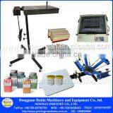 Manual 4 Color 1 Station Table Top Rotary Silk Screen Printing Machine With Some Printing Materials for Flat Items