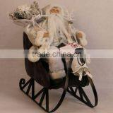 XM-A6028 18 inch white santa on metal sleigh for christmas decoration