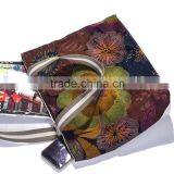 Linen Cotton Women Floral Embroidery Tote Bag Shopping Bag thumbnail-3